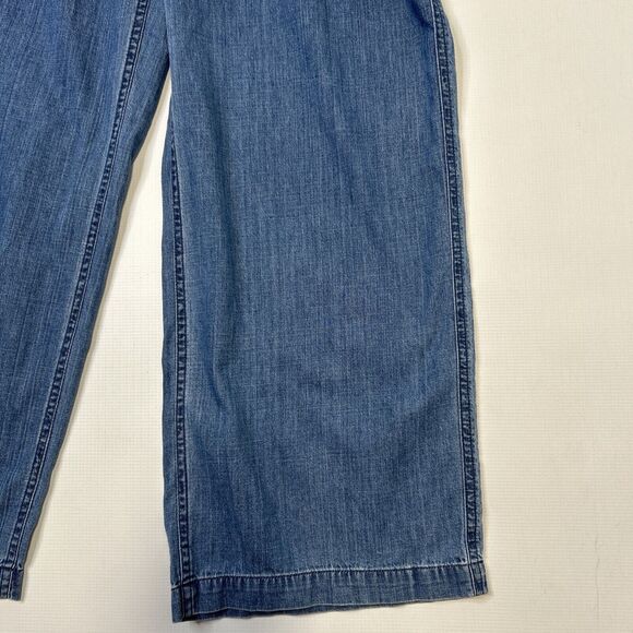 J CREW Point Sur Wide Leg Tailored Indigo Blue Denim Jumpsuit Size 6 Sleeveless - Picture 7 of 16
